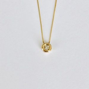 14 Kt Yellow Gold Diamond Pendant-Necklace